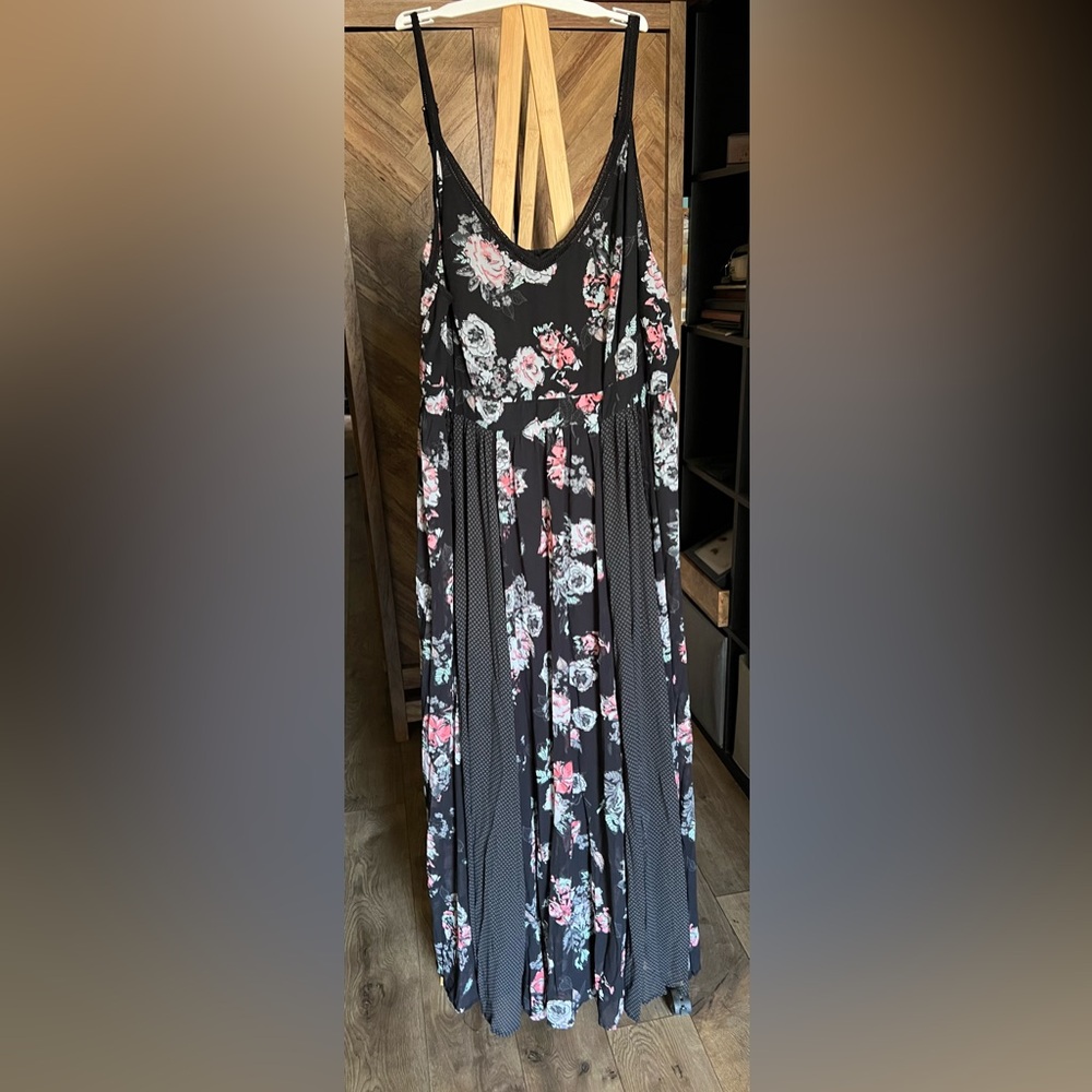 Torrid Black Mesh Dress with Floral Accents